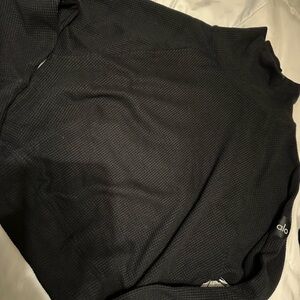 ALO Yoga Black Waffle Knit Weekend Escape Long Sleeve